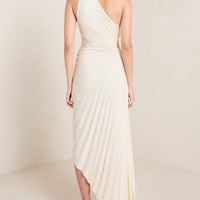 Women Elegant Long Dress Summer Sleeveless One-shoulder Pleated Hollowed Irregular Dress for Cocktail Party Beach Sundress Y2K