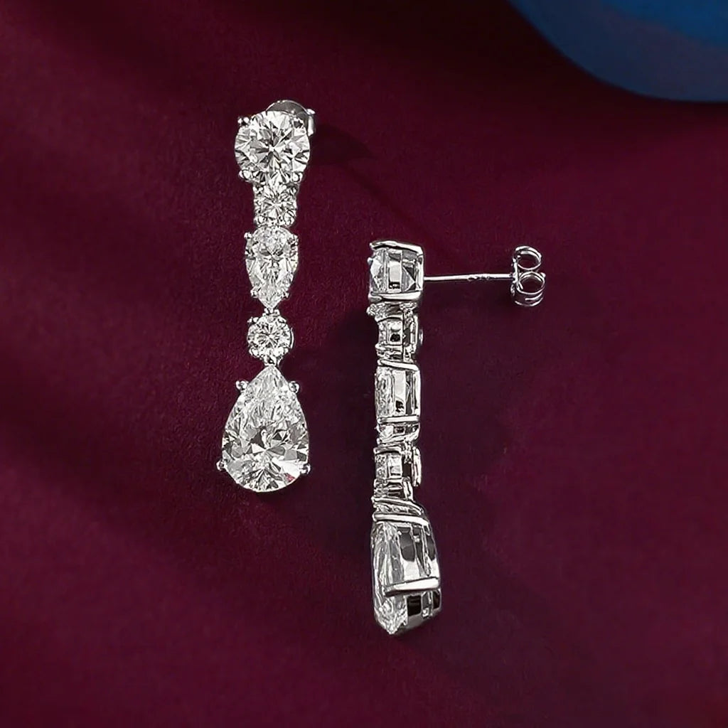 COSYA S925 Silver 8*12mm High Carbon Diamond Earrings For Women Drop Pendant Earrings Luxury Fine Sparkling Shinny Jewelry Gift