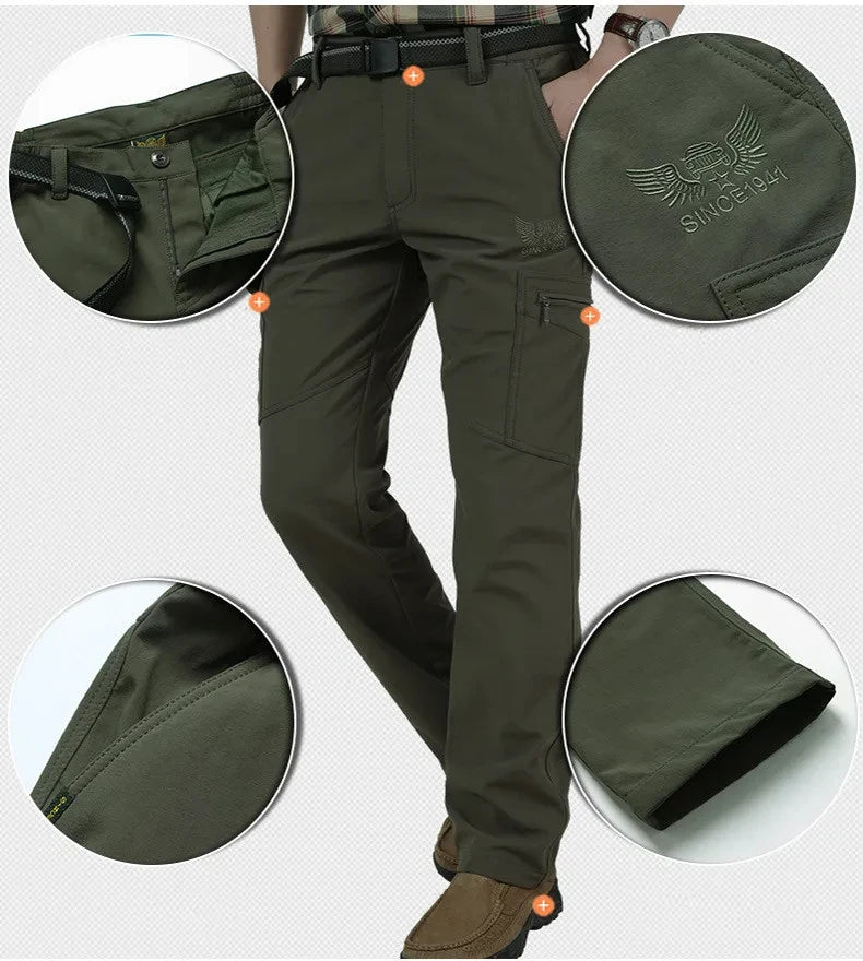 Winter Thick Pants Men Double Layer Fleece Cashmere Overalls High Quality Male Camouflage Trousers Warm Casual Cargo Pants