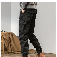 CAAYU Joggers Cargo Pants Mens Casual Y2k Multi-Pocket Male Trousers Sweatpants Streetwear Techwear Military Green Track Pants