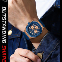 POEDAGAR Business Watch For Men Waterproof Luminous Chronograph Date Man Wristwatch Silicone Strap Quartz Men's Watches Male+Box