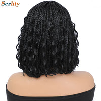 New Style Bob Box Braided Wigs For Black Women 12inches Synthetic Box Braids Crochet Hair Wigs On Sale Clearance Short Black Wig