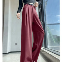 High Waist Slim Fit Straight Leg Suit Pants Wide Leg Casual Trousers Women's Autumn New Arrival Red Color Business Office Wear