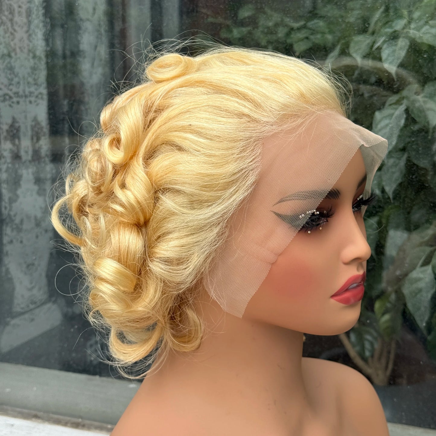 613# Pixie Cut Wigs Human Hair Loose Wave Curly Wig 13x4 Lace Front Human Hair Wig  260% Density 8Inch for Black Women