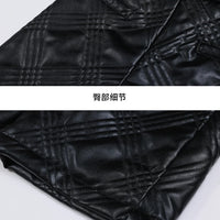 ZUZK  Warm Black PU Leather Thick Bermuda Shorts For Women Winter  Knee Length Shorts Motorcycle Punk High Waist Bermuda Femme