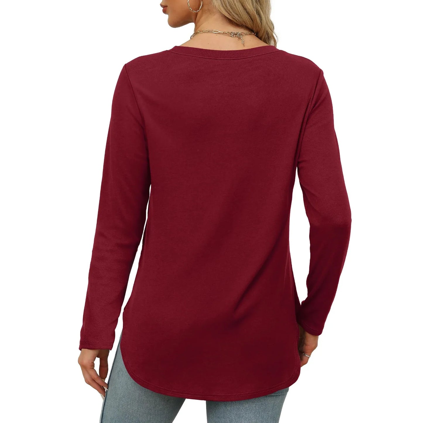Traf 2024 Mujer Womens Long Sleeve Round Neck Shirts Side Split Basic Loose Tunic Tops Casual Shirts Ropa De Mujer Fashion
