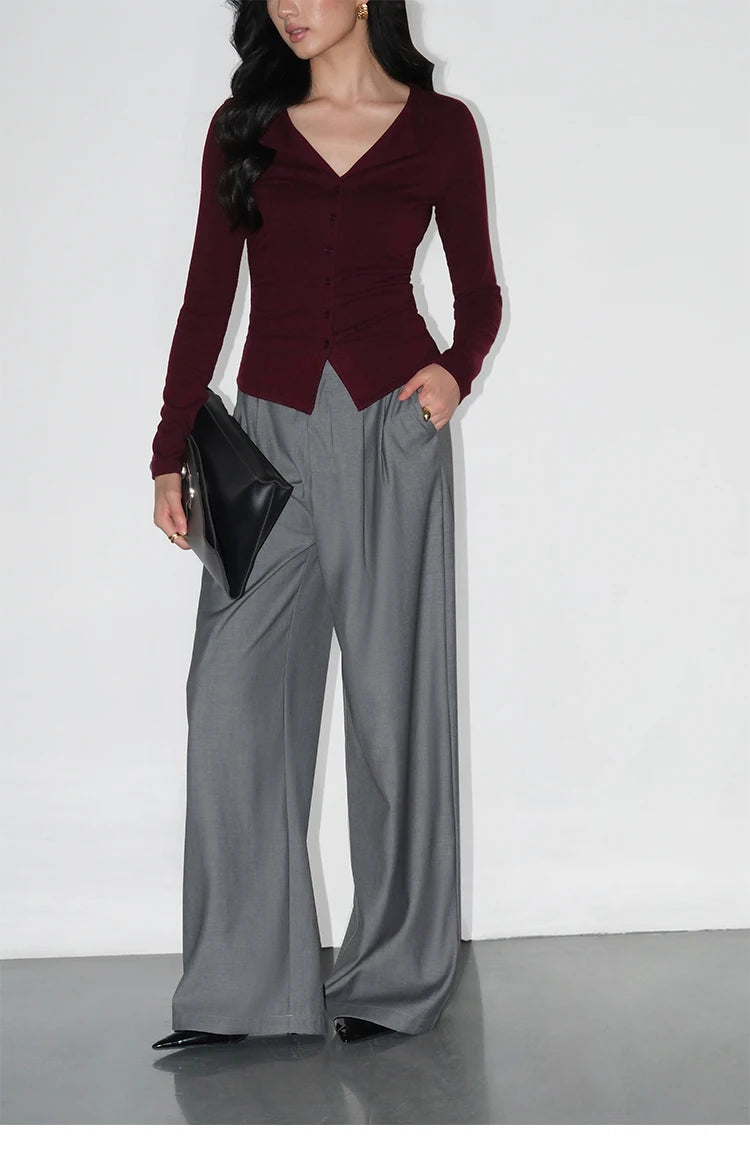 Multicolor Office High-waisted Wide-leg Suit Pants Women's 2025 Autumn Loose and Drape Casual Straight Mopping Trousers