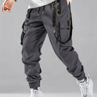 Fashion Men's Casual Techwear Drawstring Multi Flap Pockets Cargo Pants Hip hop Joggers Pant