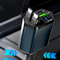 Elough 4 IN 1 Retractable Car Charger Fast Charging USB C To USB C ios Cable Charger USB Type C Car Adapter For iPhone Huawei