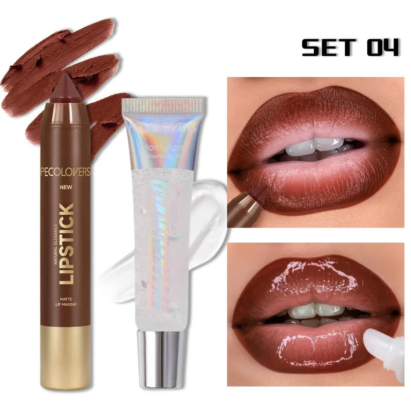 Lipstick Suit, Lip Liner with Lip Gloss, Depicting The Contour of The Lips, Moisturizing The Lips, Charming Lips