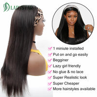 Brazilian Straight Hair Headband Wig Remy Human Hair Wigs For Women Scarf Wig Straight Hair Wigs With Headband