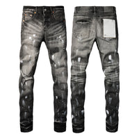2025 Jeans Man's High Street Blue Ripped Distressed Skinny Jeans Low Rise Denim Trousers Fashion Repair Pants 9003