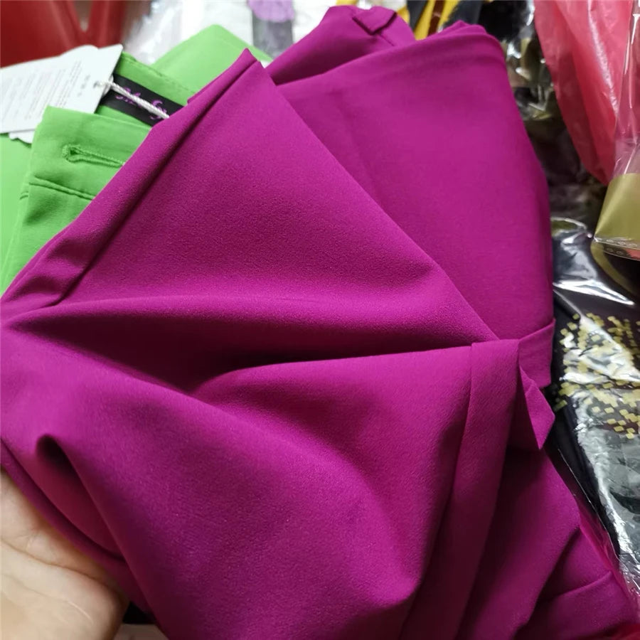 Fashion Streetwear Cute Candy Color Pencil Pants Women Stretch Cotton Slim Waist Straight Pantalones Casual Office Work Trousers