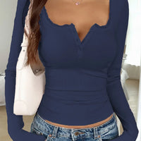 Women's 2025 Fall Winter Lace Trim Blouse - V-Neck Button Down Long Sleeve Shirt, Slim Fit Fashion Top