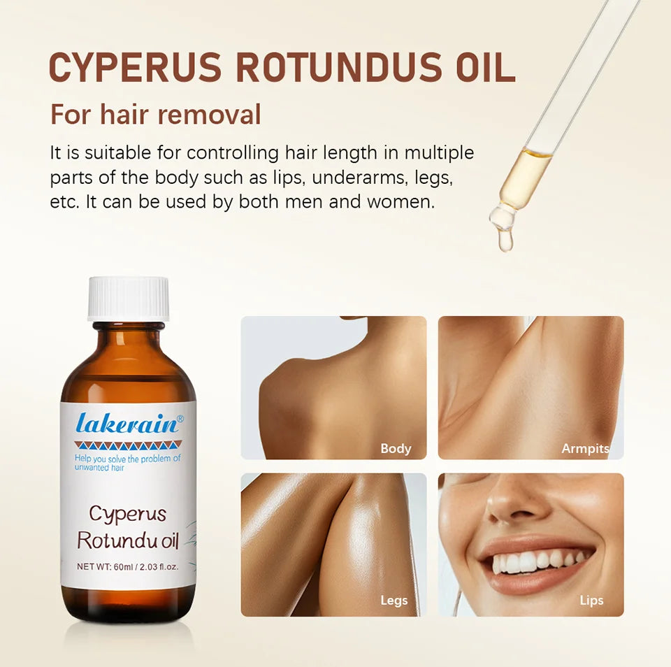 Semi-permanent Cyperus Rotundus Oil Hair Remover Armpit Legs Arms Hair Growth Inhibitor Beauty Skin Care Body Essential Oil