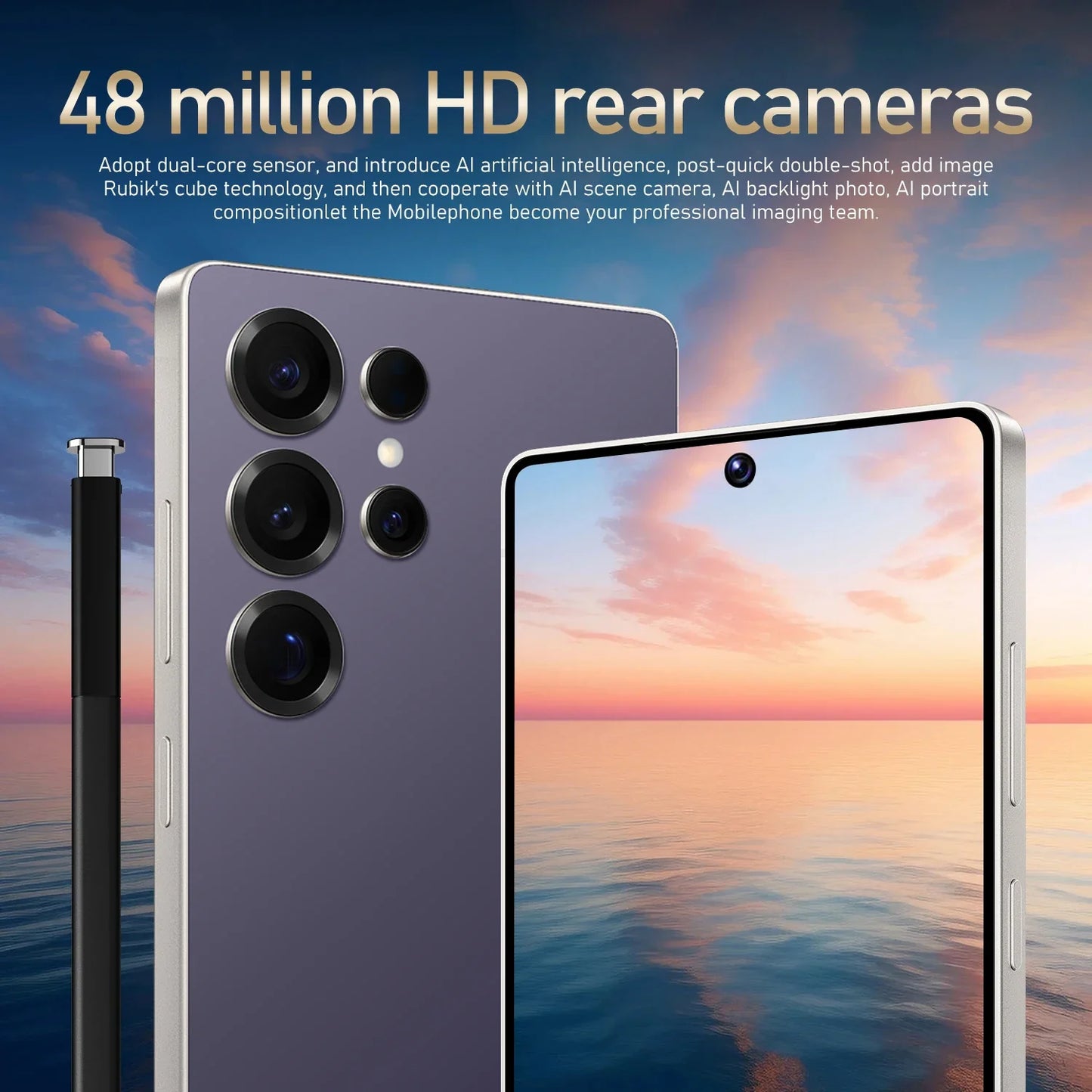 Global Vision S24 Ultra Smartphone 5G Android 5800mAH 8GB RAM 512G ROM 6.8Inch 1920x1080HD 24+48MP MTK10 4G Network Mobile Phone