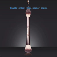 Makeup brush, powder brush, blush brush, loose powder brush, exquisite professional metal handle, double-head design, with box