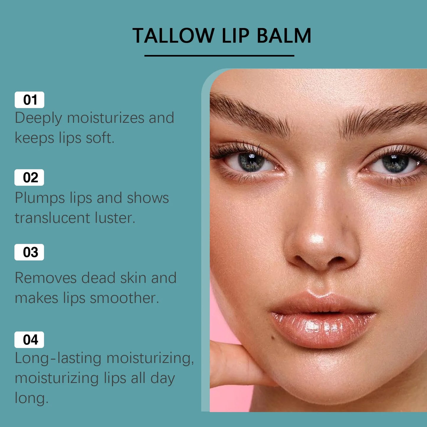 Tallow Lip Balm Deep Moisturizing Removes Dead Skin Gentle Soothing Lip Fades Lip Lines Smoothing Plumps Lips Care