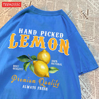 Summer Lemon Cherries Prints T-Shirts Cotton Women's Tops Oversize O-Neck Soft Short Sleeve tees Street Casual Womans Clothes