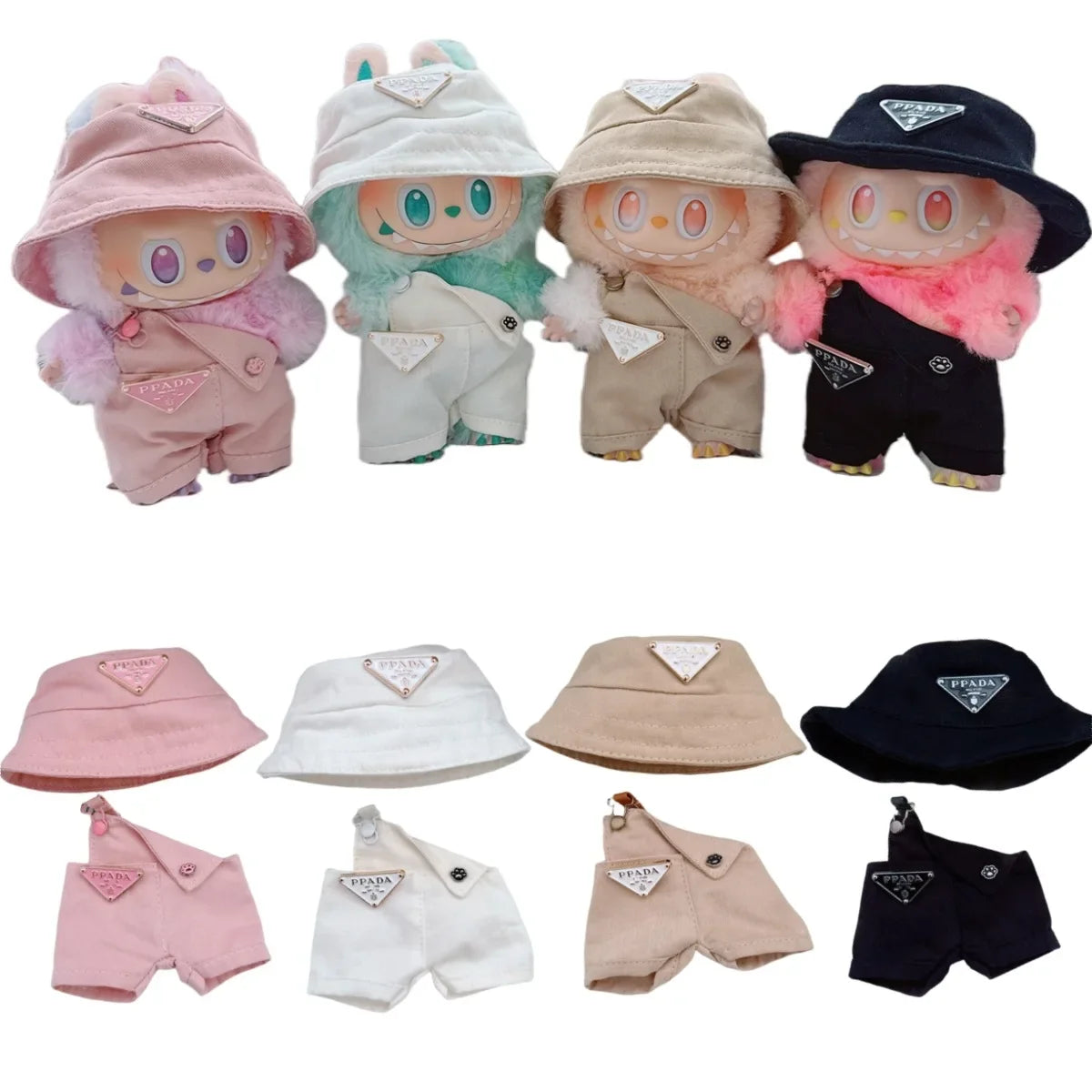 Para 15-17cm Labubu V1 V2 Idol muñeca traje sombrero monos ropa regalo Mini ropa de muñeca de peluche accesorios de atuendo