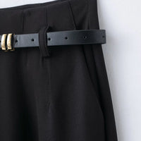 Faionable High Waist Belted Straight Leg Pants Women's Slim Fit Casual Autumn New Arrival Street Sle Polyester Fiber