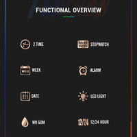 LOQNCE Sports Watches Fashion Men Watches 50m Waterproof Rectangle LED Big Dial Display Digital Watches LED Wristwatches Men