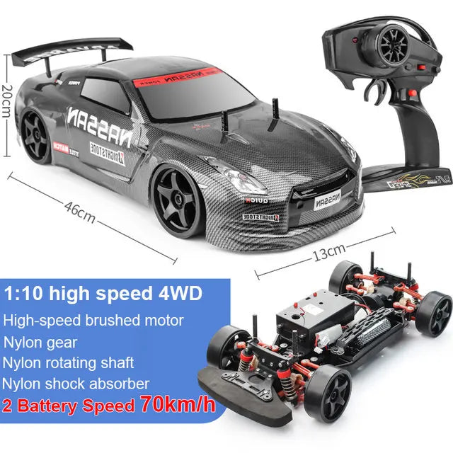 1:10 70km/H Remote Control Car 4wd High Speed Drift 2.4g Rc Car Shock Absorber Anti-Collision Rc Toys Christmas Gift