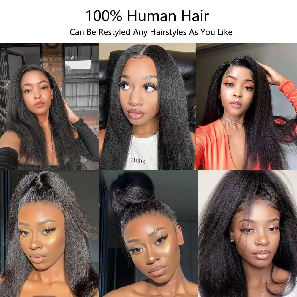 13x4 Transparent Lace Front Brazilian Human Hair Wig Sale Kinky Straight 180% Lace Frontal Yaki Human Hair Wigs Short Lace Wig
