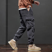 Winter Men's Fleece Warm Cargo Corduroy Pants Jogging Sweatpants Work Y2k Korean Pants Loose Harem Casual Trousers for Men