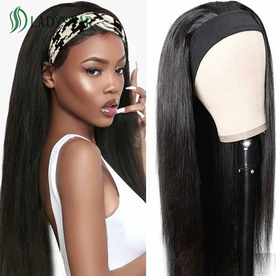 Brazilian Straight Hair Headband Wig Remy Human Hair Wigs For Women Scarf Wig Straight Hair Wigs With Headband
