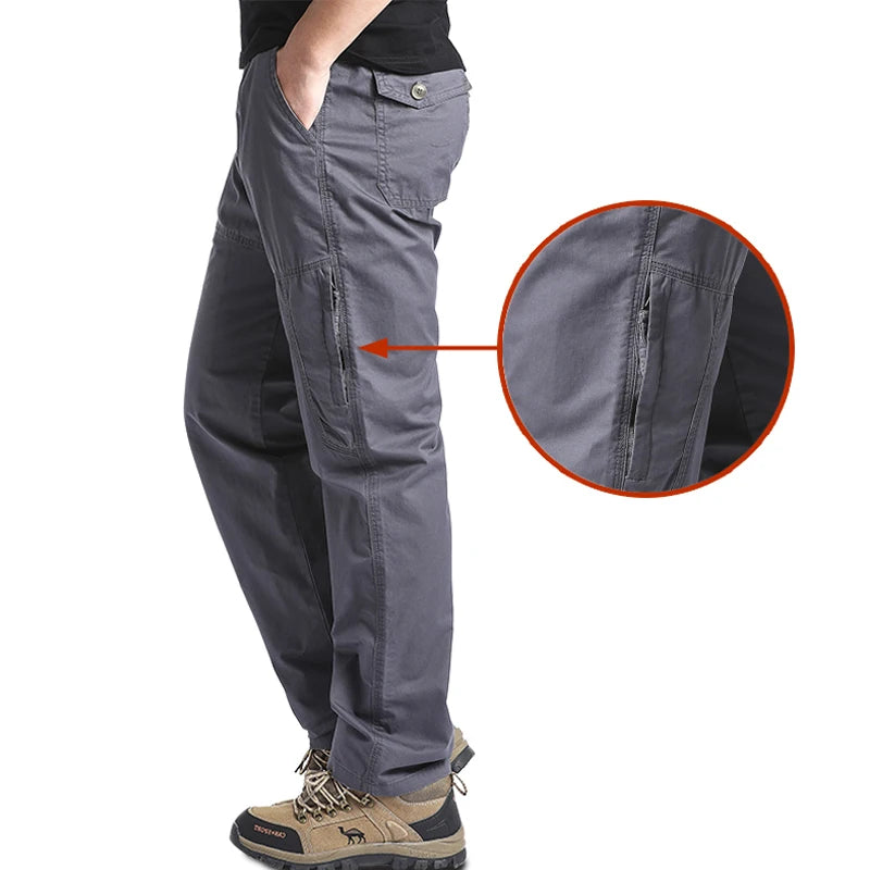 High Quality Men's Cotton Cargo Pants Casual Multiple Pocket Tacitcal Pants Spring Autumn Outdoor Camping Hiking Work Pants