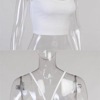 Knitted 94% Cotton Tank Tops Women Black White Sexy Low-Cut Back Cross Crop Tops For Women Streetwear Slimming Sports Vest