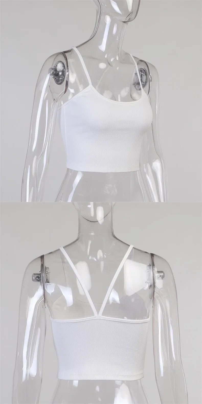 Knitted 94% Cotton Tank Tops Women Black White Sexy Low-Cut Back Cross Crop Tops For Women Streetwear Slimming Sports Vest