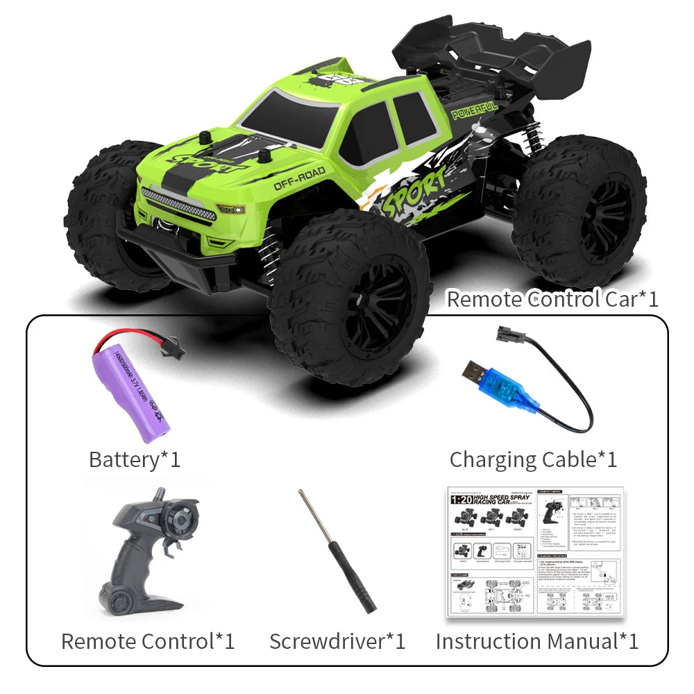 2.4G Remote Control Car with Light RC Vehicle RC Racing Car 20KM/H High Speed Off-Road Climbing Remote Control Toy Gift for Kids
