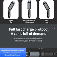 5-in-1 180W Car Fast Charger USB Type-C Power Adapter Retractable Phone Charger With Roof Starlight For IOS Android Phones
