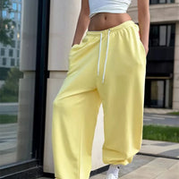 Pant Women Wide Leg Long Pants High Waist Straight Trousers Y2k Streetwear Elegant Splice Casual Loose Work Jogger Sports 2025