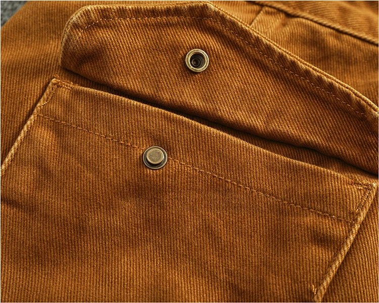 Retro Heavyweight Minimalist Workwear Pants Men's Loose Straight Leg Casual 100% Cotton Twill Woven 3D Stand Cut Tapered Pants