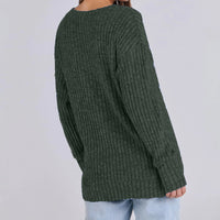 Women's Long Sleeve V-Neck T-Shirt Pit Stripe Milled Fashion Temperament Top