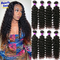 28 30 38 40Inch Deep Wave Curly Human Hair Bundles Long Virgin Curly Hair Malaysian Human Hair Extension Double Weft Wholesale