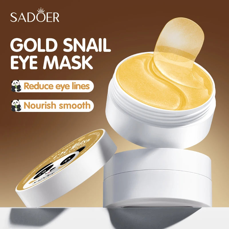 60pcs SADOER Golden Snail Eye Mask Anti Dark Circles Remove Eyes Bags Firming Hydrating Patches Beauty Skin Care