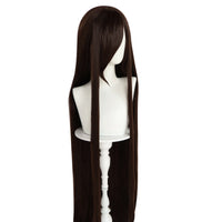 Synthetic 46Inch Black Straight Extra Long Stylish and Versatile Anime Cosplay Wig With Bangs For Daily Party Wear Wig Fashion