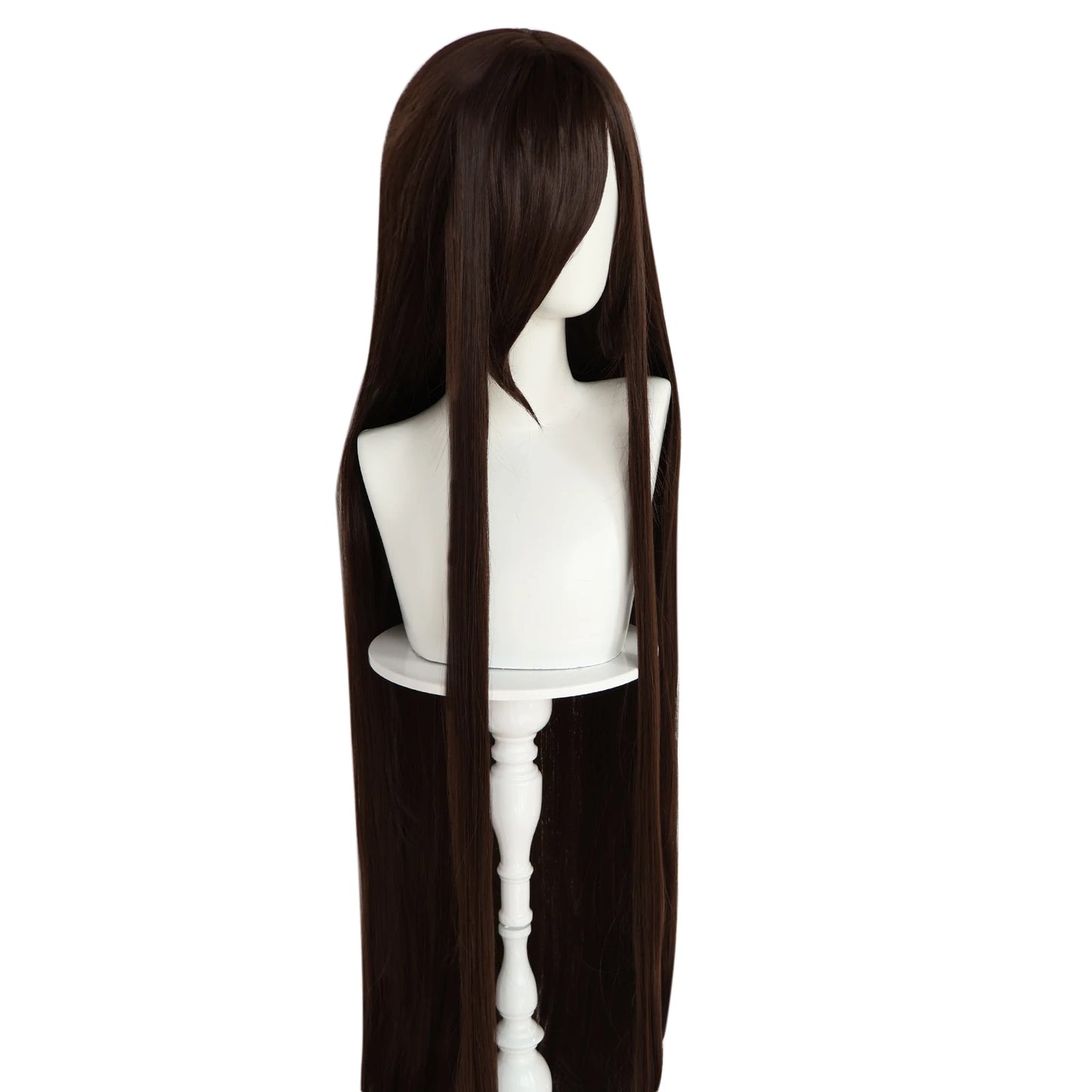 Synthetic 46Inch Black Straight Extra Long Stylish and Versatile Anime Cosplay Wig With Bangs For Daily Party Wear Wig Fashion