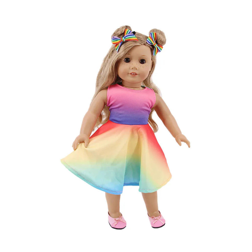 Baby Girls Dress Dolls Clothes Daily Fashion Dress For 18 inch American Doll Girl's Accessories 43Cm Baby Reborn,Generation Gift