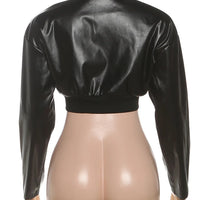 Weird Puss PU Patchwork Women Jacket Letter Print Hipster Button Zip Full Sleeve Trend Cool Street  Spring Outwear Crop Coat