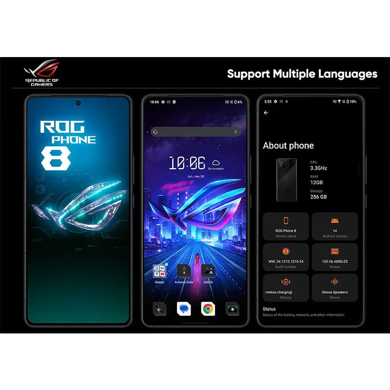 ROG Phone 8 5G Gaming Smartphone Snapdragon 8 Gen 3 AMOLED 165Hz ASUS Android Mobile for Gamers
