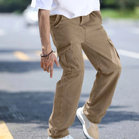 Men's multi pocket denim work pants straight leg denim pants