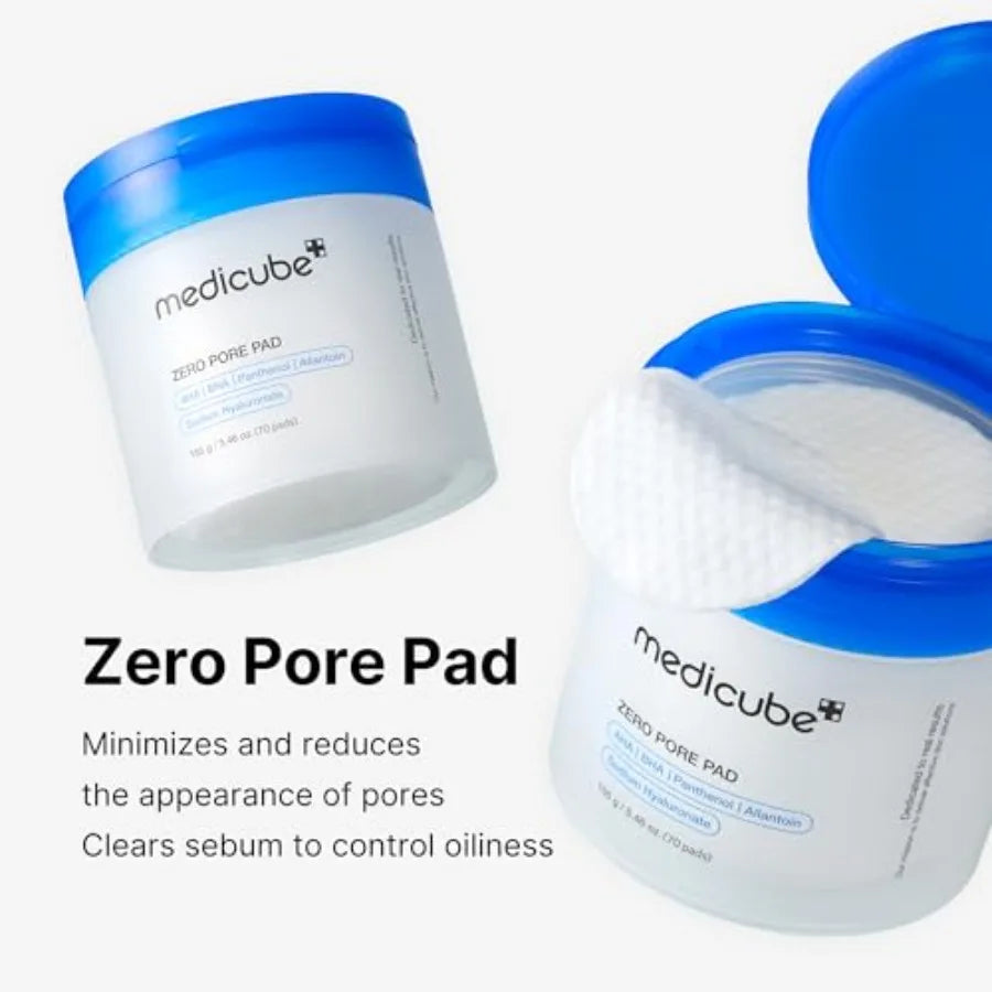 Medicube Zero Pore Pads 2.0 DualTextured Facial Toner Pads for Exfoliation and Pore Care with 4.5 AHA Lactic Acid 0.45 BHA Sali