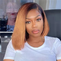 1B 99j Straight Bob Lace Front Wig Ombre TB 27 Honey Blonde HD Lace Wig Human Hair Wigs Glueless Bunrgundy Colored Short Bob Wig