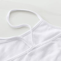 Knitted 94% Cotton Tank Tops Women Black White Sexy Low-Cut Back Cross Crop Tops For Women Streetwear Slimming Sports Vest