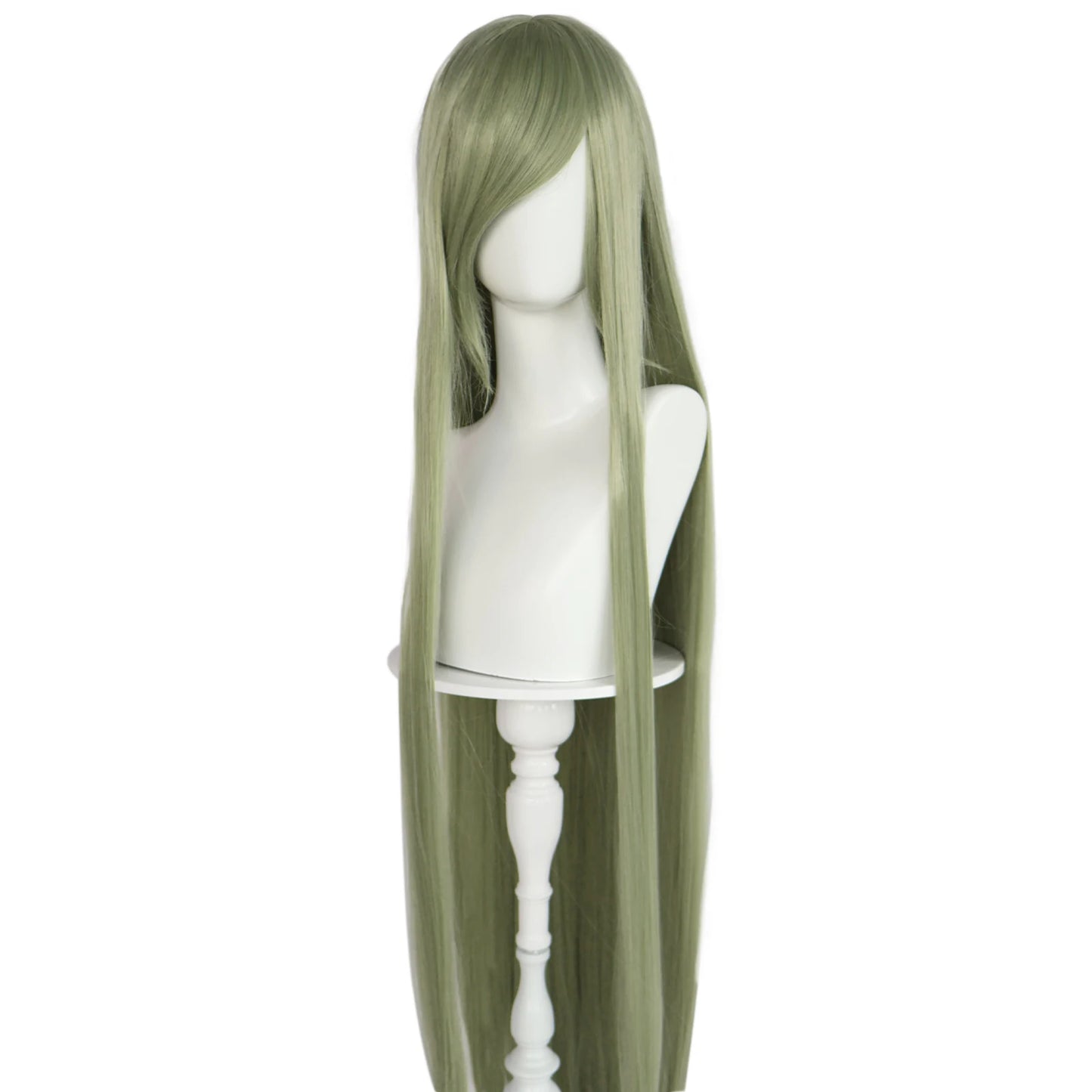 Synthetic 46Inch Black Straight Extra Long Stylish and Versatile Anime Cosplay Wig With Bangs For Daily Party Wear Wig Fashion